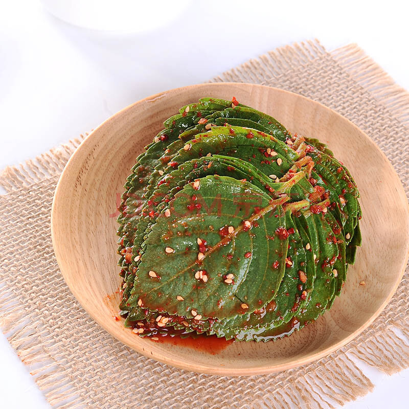 三口一品韩国泡菜苏子叶紫苏叶泡菜450g瓶