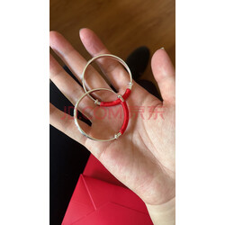 【多仓速发】爱贝贝 银手镯婴儿999足银 虎宝宝银镯子实心一对 小孩