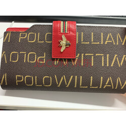 英皇保罗polo女士钱包长款防盗刷礼物中国红色钱夹大容量多功能皮夹女