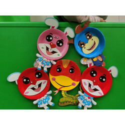 煦贝乐 儿童手工diy创意制作材料包 十二生肖纸盘贴画 盒装贴纸幼儿园