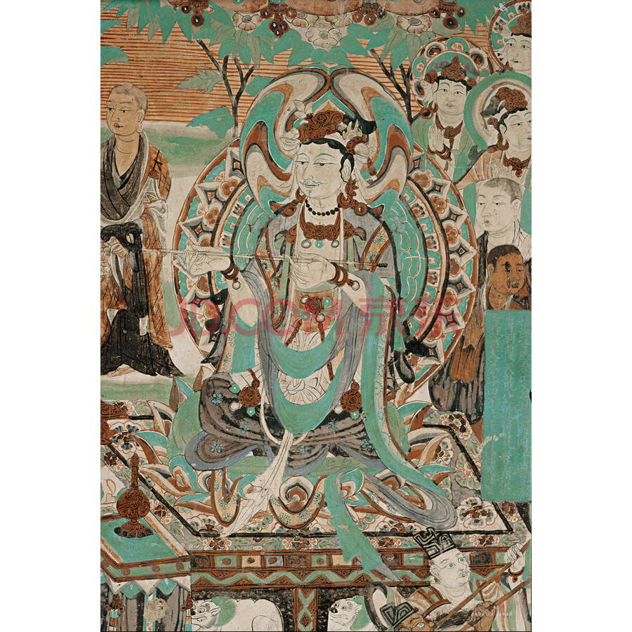 十二生肖守护佛敦煌壁画高清大图-莫高窟第61窟·文殊菩萨·兔