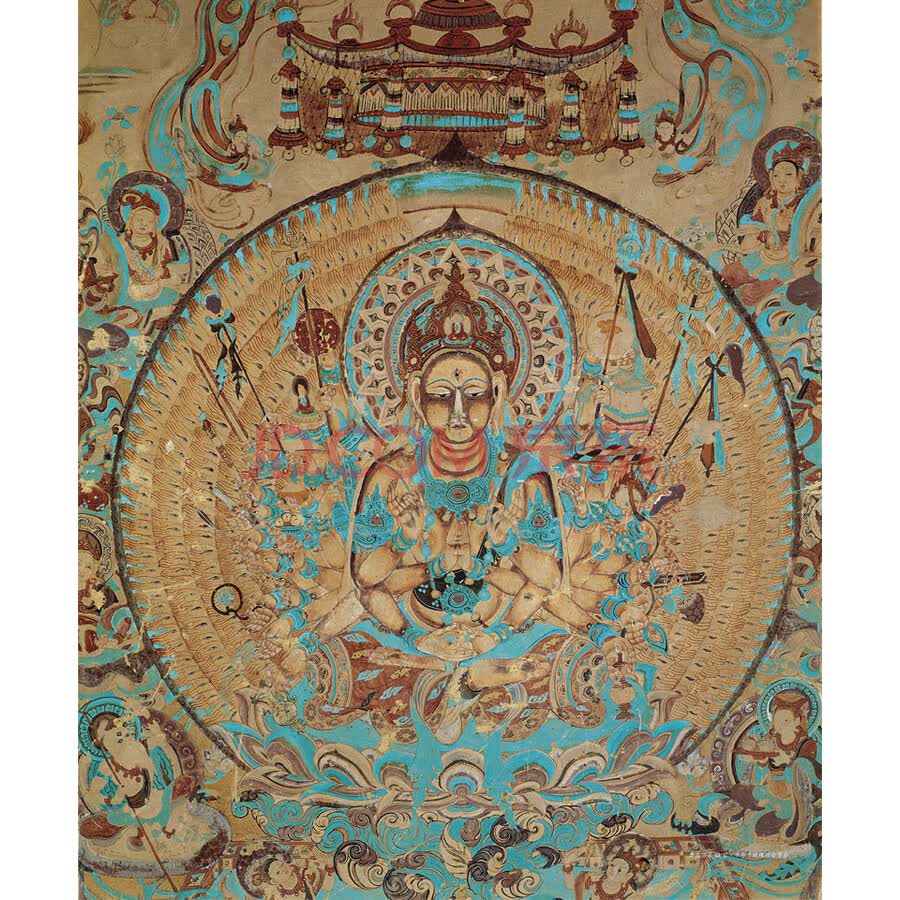 十二生肖守护佛敦煌壁画高清大图-莫高窟第14窟·千手千眼观世音菩萨
