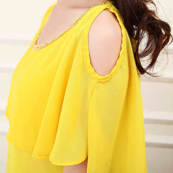 包邮【货到付款】 悦欣之恋13夏款新款韩版圆领 性感气质露肩雪纺衫m3