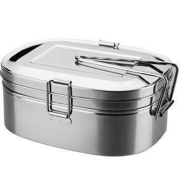 庆展qzq 庆展大号双层不锈钢饭盒 双卷边分格创意学生饭盒便当盒 pq12