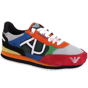 armani jeans 阿玛尼男式撞色真皮ajlogo运动鞋t6512 s19b 41码