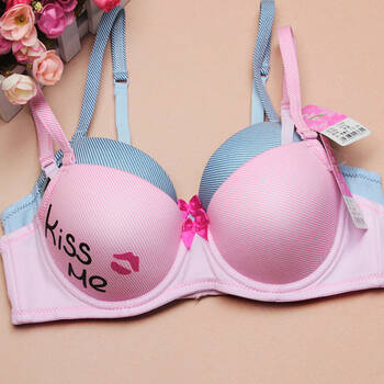 怡兰芬少女文胸学生内衣有钢圈定型聚拢糖果色小胸型a杯撞色 1133