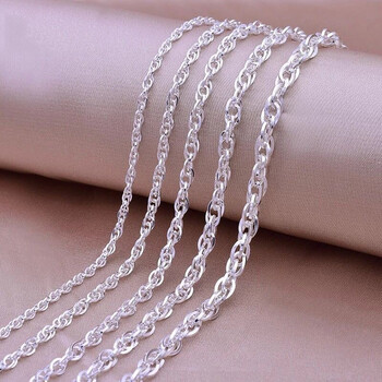 芭丽娜足银项链圆珠链水波链配链银链元宝链 990足银细款水波链 链长