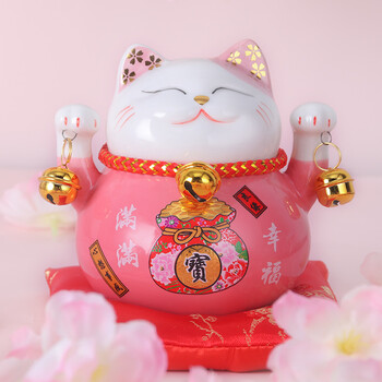 TaTanice 招财猫陶瓷储蓄罐创意家居装饰摆件开业送礼生日礼物 幸福满满Tzcm07