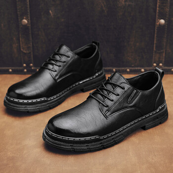 2022夏季新款黑色休闲小皮鞋男鞋子英伦风商务皮鞋男士