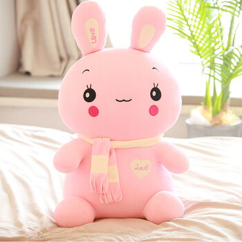 山头林村呆萌可爱的围巾兔子毛绒玩具小白兔流氓兔布娃娃玩偶公仔抱枕