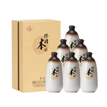 塔牌 绍兴黄酒 本酒 手工半干型黄酒 花雕酒 500ml*6瓶 整箱装