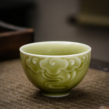 囍善缘茶具茶杯龙泉青瓷瑞彩祥云越窑主人杯单杯陶瓷品茗杯子茶盏水杯