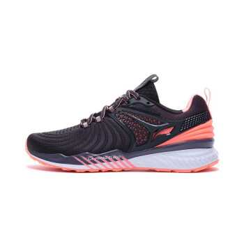 李宁（LI-NING）跑步鞋标准黑/荧光珊瑚粉 