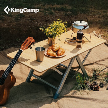 KingCamp户外折叠竹面车载便携式桌露营野餐升降桌 升降式折叠桌 升降式折叠桌