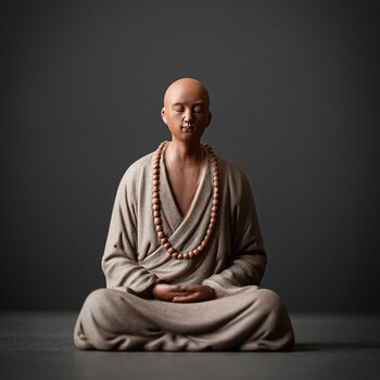 炼器 禅意佛系小和尚摆件 创意中式客厅家居红酒架陶瓷工艺品书房摆设