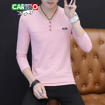 卡帝乐鳄鱼（CARTELO） 长袖 男士T恤 粉色 M