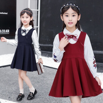韩版儿童红色背心裙