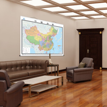 中国全图（2米*1.5米 大尺寸地图挂图 高档仿实木卷轴 升级版挂图）