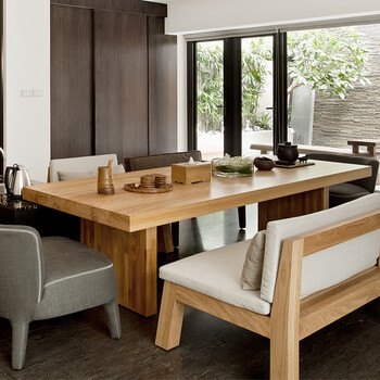 桌实木餐桌现代简约长方形客厅家用卡座餐桌沙发原木大板桌子工作台