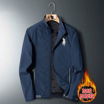保罗男装polo夹克男春季新款商务立领外套男潮流骑士银标印花薄款休闲