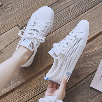 人本女鞋镂空透气网面小白鞋女夏季新款百搭韩版运动网鞋学生板鞋