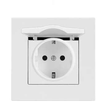 杜鲁蒙 16a欧标德标插座法式防尘带盖86型2圆孔欧规德式电源墙壁插座