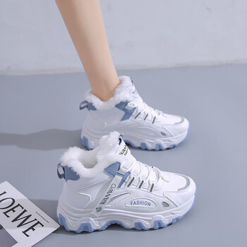 老爹运动鞋初中生女秋冬款高中生青少年女生跑步穿的冬天加绒保暖少