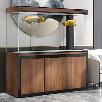 德克超白玻璃鱼缸水族箱生态客厅金鱼缸锦鲤家居定制水族箱 黑 柚木纹