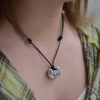 银锁成人女 喜闻乐见 长命锁银项链99足银女可皮绳sn2972 吊坠 红色蜡