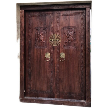 实木大门双开木门进户门别墅自建房老式古宅民宿复古老榆木庭院门