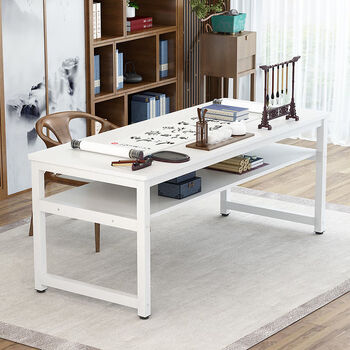 富语 中式书法桌电脑桌毛笔写字台双层辅导培训桌学生绘画桌简约书画