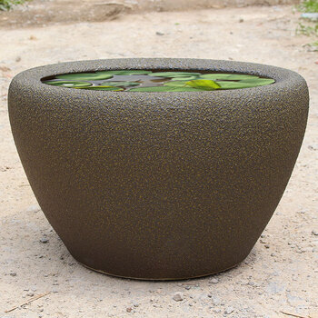 石头纹水缸 陶瓷鱼缸水缸养鱼阳台睡莲荷花缸室外庭院陶瓷大缸鱼缸