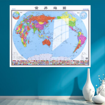 2022年 水晶地图大尺寸挂图 世界地图 桌面墙贴地图挂图  0.94*0.69米 环保塑料材质防水地图