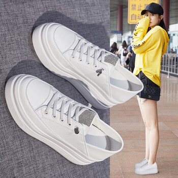 女鞋子松糕网红2022年秋季新款休闲女鞋厚底百搭舒适休闲鞋女鞋 白色