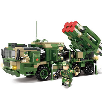 军事积木拼装东风41洲际核导弹车模型玩具导弹世界导弹发射车6-14岁