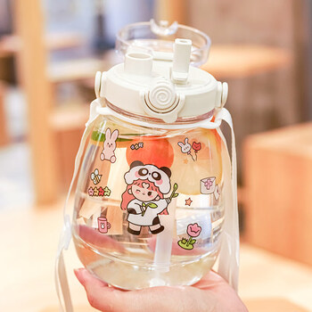 肚杯高颜值带吸管塑料杯耐高温水杯学生可爱儿童便携运动上班礼物送人