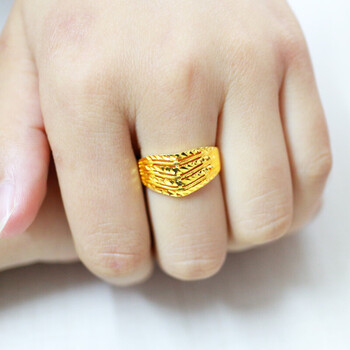 老凤凰黄金戒指9999足金男女款心形多层足金首饰戒子送妈妈生日礼物活