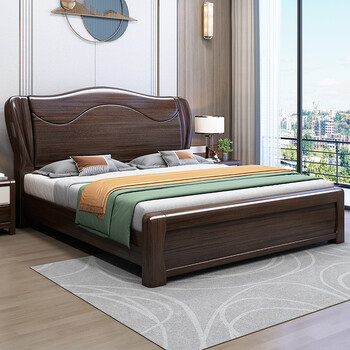 快百实木床1.8米双人床轻奢现代简约紫金檀木床主卧高档中式1.