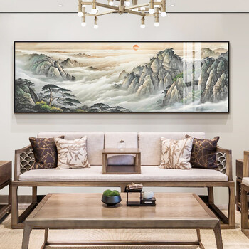 夏洛美家客厅山水画办公室挂画新中式沙发背景墙装饰画中国风单幅横款