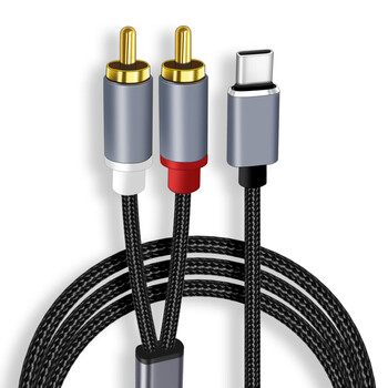 iolkio适用type c一分二转莲花头双音频线音响音箱功放机输出2rca接口