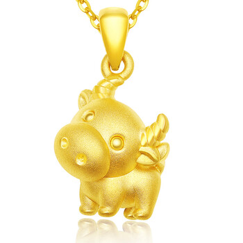 loving  黄金项链十二生肖牛本命年吊坠牛气冲天999足金3d硬金生日