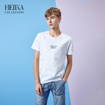 海一家（Hieiika） 短袖 男士T恤 米白花纹S7 