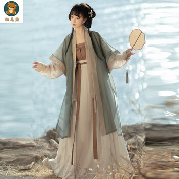 溪清棠宋制刺绣抹褙子齐腰对襟印花古装成人汉服女学生春夏款 外衫