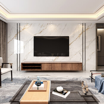 新款岩板电视背景墙 客厅大理石瓷砖电视墙盼盼简约现代轻奢影视墙800