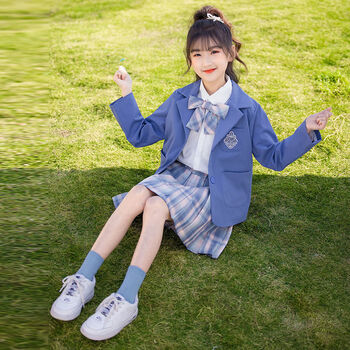月箬jk制服套装裙春装秋季日系学院风两三学生中大童 jk三件蓝色 150