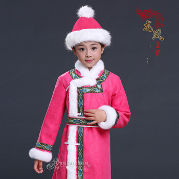 女童蒙古袍衣服秋冬儿童蒙古袍棉服女童蒙古族生日常生活装女宝宝棉衣