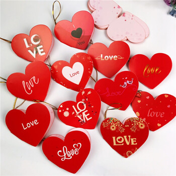 爱心卡片心形创意新年贺卡生日祝福小卡片留言卡三八妇女节贺卡 红色