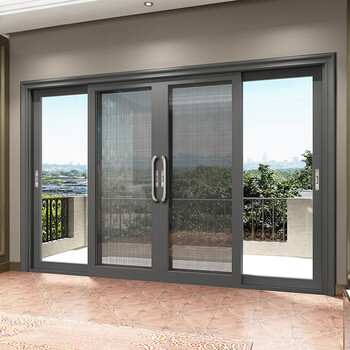 0国标阳台推拉门窗厨房客厅封窗钛镁铝合金百叶玻璃移门室外入户庭院