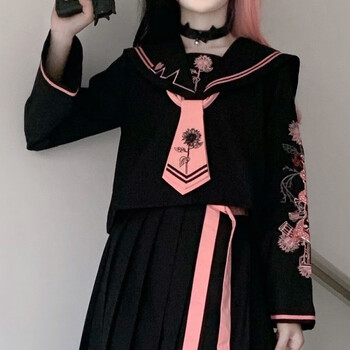 【神北jk】原创 九五龙 不良jk制服套装正统水手服暗黑长裙中间服