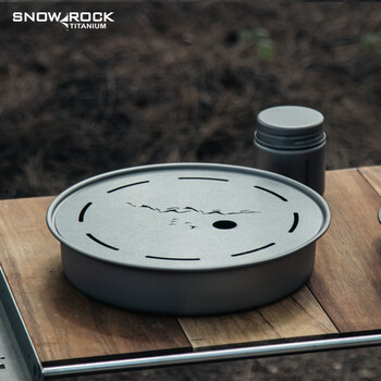 SNOW ROCK英迪纯钛茶盘圆形茶台干泡台户外旅行便携钛茶海钛茶盘茶具配件 石洗圆茶盘【中号山水】